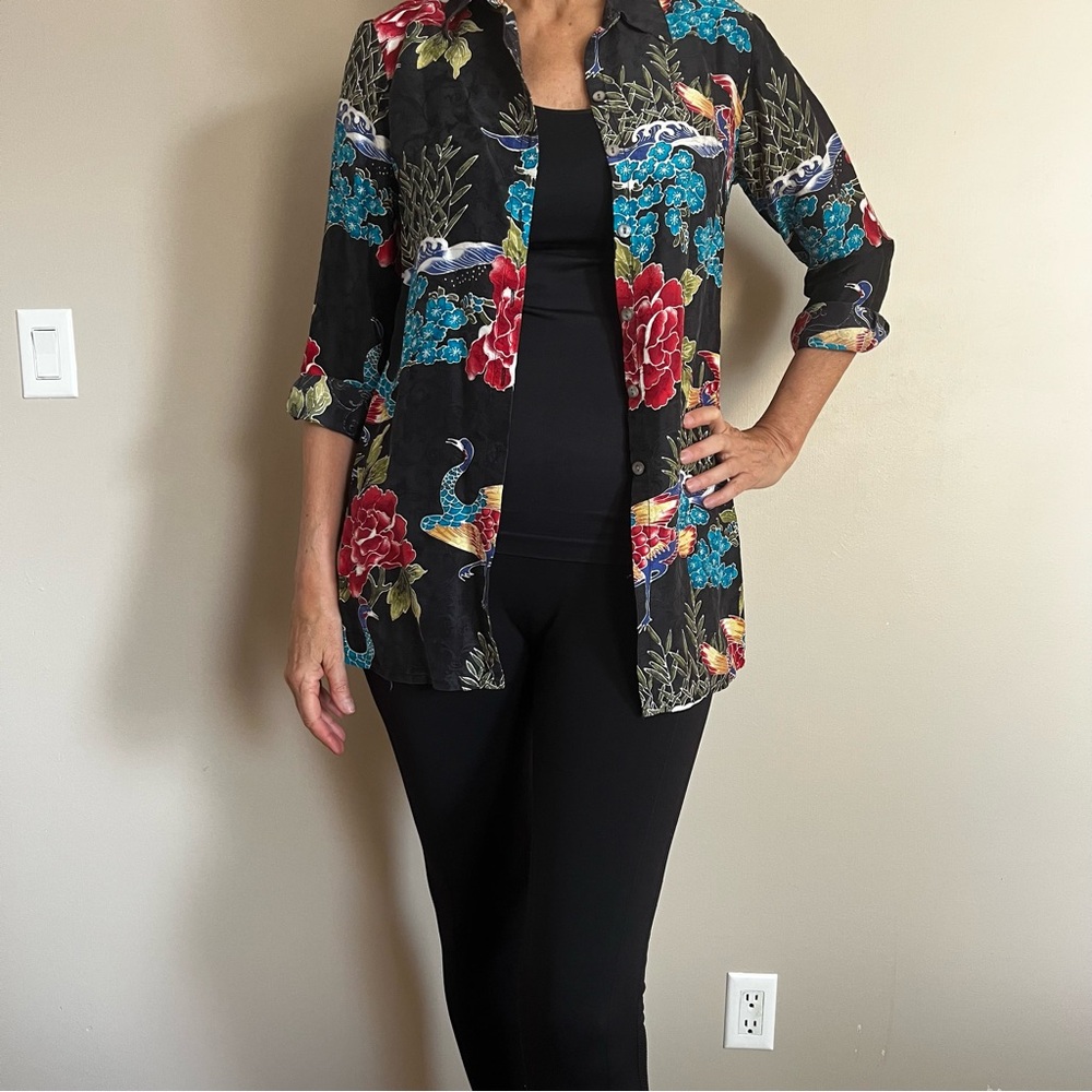 Floral Black Button-Up Shirt